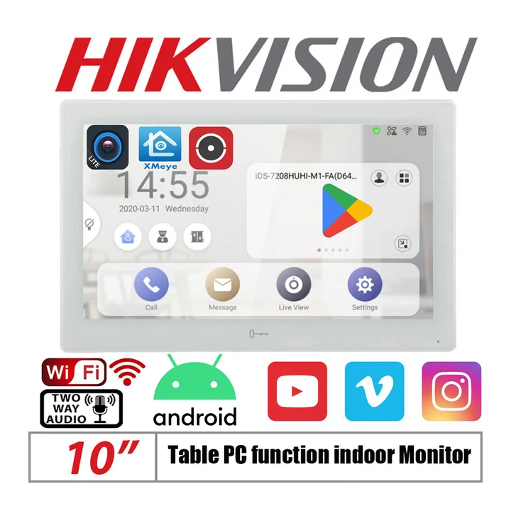 Видеодомофон Hikvision DS-KH6320-WTE1, DS-KH8350-WTE1, DS-KH8520-WTE1, DS-KH9510-WTE1(B) с Wi-Fi и PoE, внутренний монитор