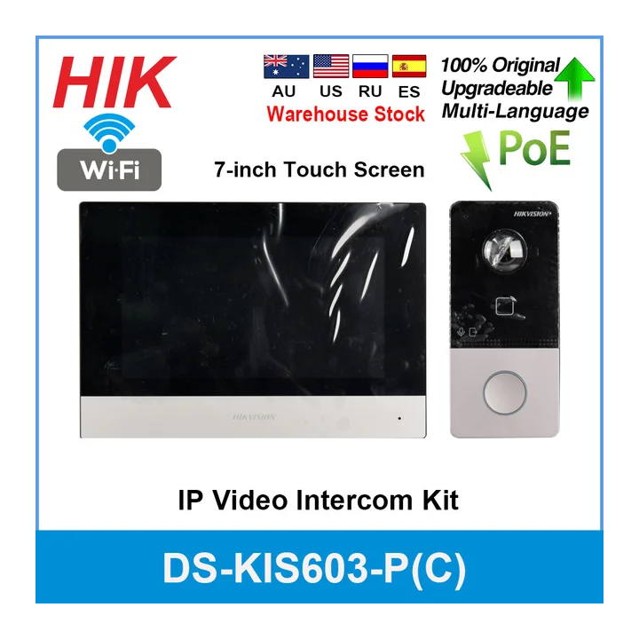 Комплект IP-видеодомофона Hikvision DS-KIS603-P(C) Оригинальный DS-KV6113-WPE1 + DS-KH6320-WTE1 POE Дверной звонок Дверная стан