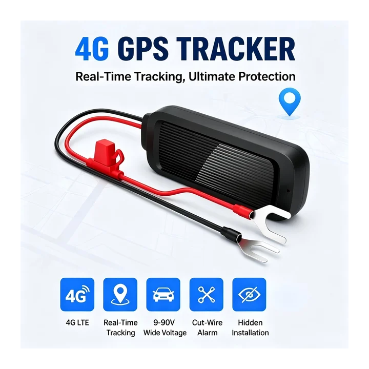 4G GPS-трекер для автомобиля, мотоцикла, грузовика, фургона: отслеживание в реальном времени, защита от угона, сигнализация при