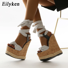 Женские босоножки на танкетке Eilyken, белый/черный/бежевый, 35-40