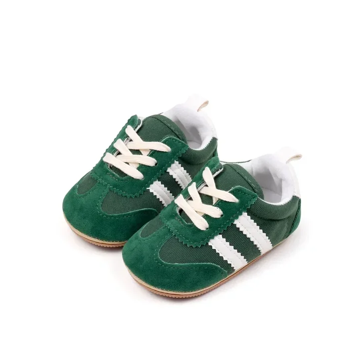 Newborn Kids Canvas Sneakers Casual Striped Baby Boy Girl Rubber Soft Sole Toddler Crib Shoes 0-18M Baby First Walkers