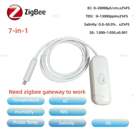 Датчик Температуры И Влажности Zigbee С Опциональным Датчиком TDS/EC Для Измерения Солености И Плотности Воды