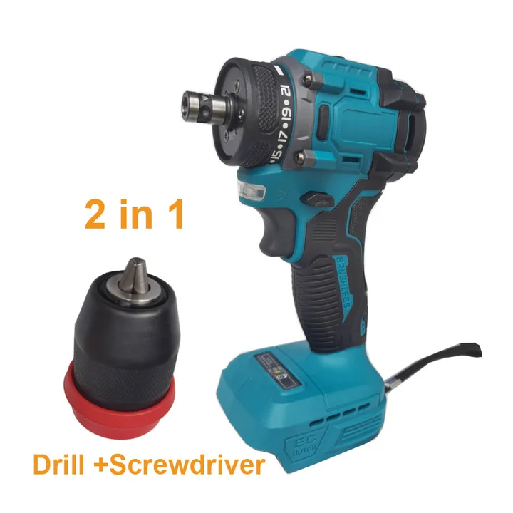 Бесщеточная аккумуляторная дрель 2 в 1 Makita 18 В
