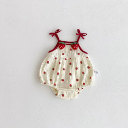 Летний комбинезон-боди для девочек yellow  Strawberry Pattern