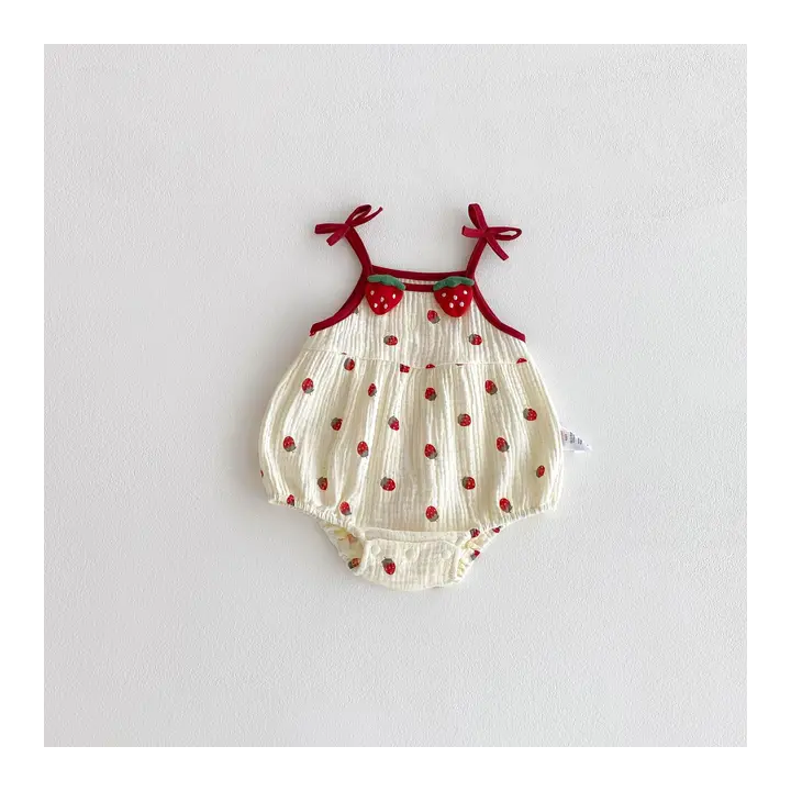 Летний комбинезон-боди для девочек yellow  Strawberry Pattern