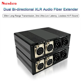 NSendato 2-канальный XLR аудио-удлинитель по оптоволокну 20 км