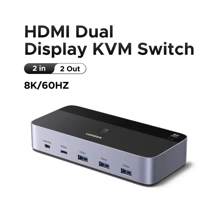 UGREEN HDMI KVM-переключатель для 2 мониторов 2 ПК 4K 8K 60Гц