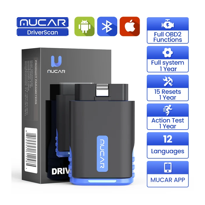 Автосканер MUCAR DriverScan OBD2: тестирование актуаторов, 15 функций сброса (масло, ABS, тормоза, DPF), полная диагностика сис