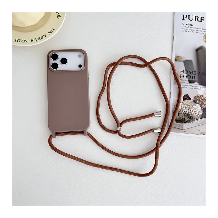 Силиконовый чехол с ремешком через плечо для iPhone 17 Air 16 16E 15 14 13 12 Mini 11 Pro Max Plus ярких цветов, мягкая задняя 