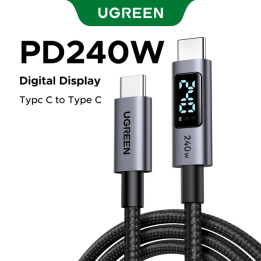 UGREEN USB-C кабель 240 Вт с цифровым дисплеем PD3.1 Type-C шнур для ноутбука MacBook iPhone 17 Samsung S25 Xiaomi зарядное уст
