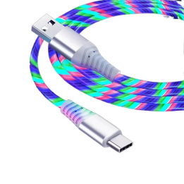 Светящийся кабель USB Type C, шнур для быстрой зарядки данных для Samsung Xiaomi OPPO Huawei IPhone, зарядное устройство, прово
