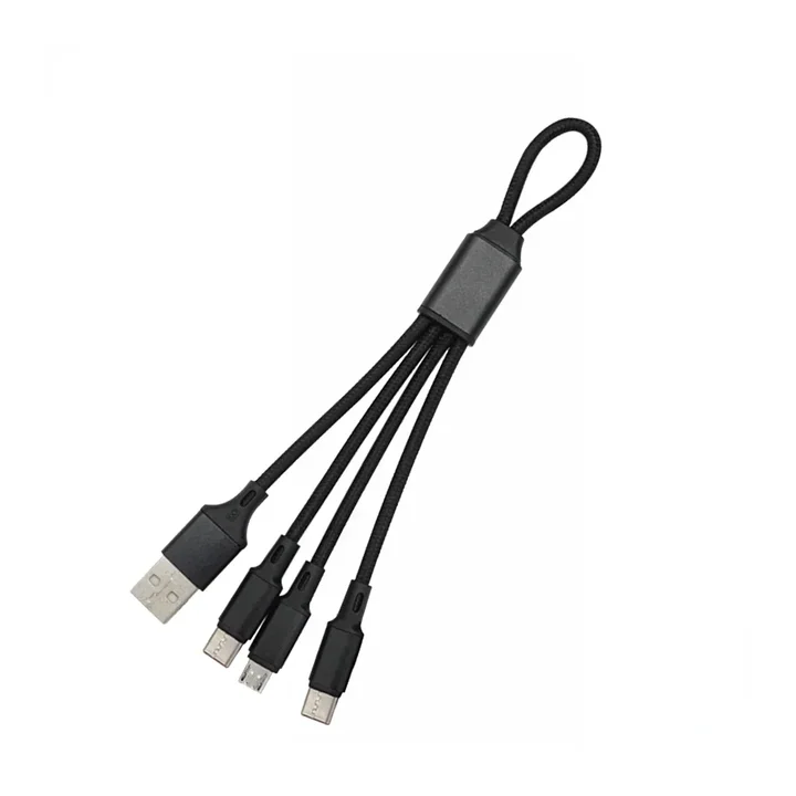 Кабель USB 3-в-1 для быстрой зарядки с оплеткой для iPhone 14 13 XS MAX XR 6 7 8 11, Samsung S20 S10, Huawei Type-C, Micro USB-