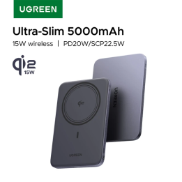 UGREEN Ультратонкий магнитный Power Bank 20W Qi2 15W 5000 мАч для быстрой беспроводной зарядки Magsafe для iPhone 17 Pro Серия 