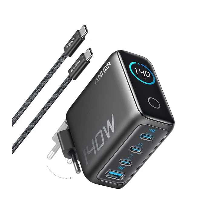 Зарядное устройство Anker для ноутбука (140 Вт, 4 порта, PD 3.1) с кабелем USB-C
