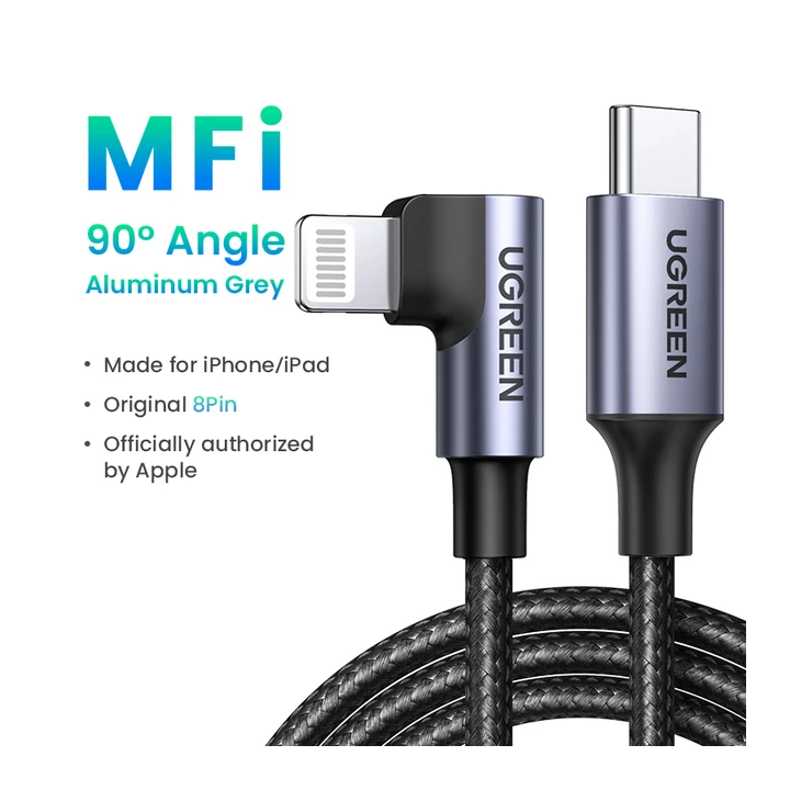 Кабель UGREEN MFi PD20W с USB C на Lightning для iPhone 14 13 Pro Max Type C, кабель для быстрой зарядки и передачи данных для 