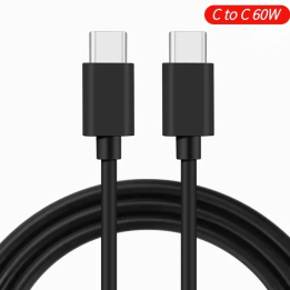 Кабель USB C - USB Type C PD 60W для быстрой зарядки и передачи данных для iPhone 15, 15 Pro, Huawei, Samsung, Xiaomi, черный, 