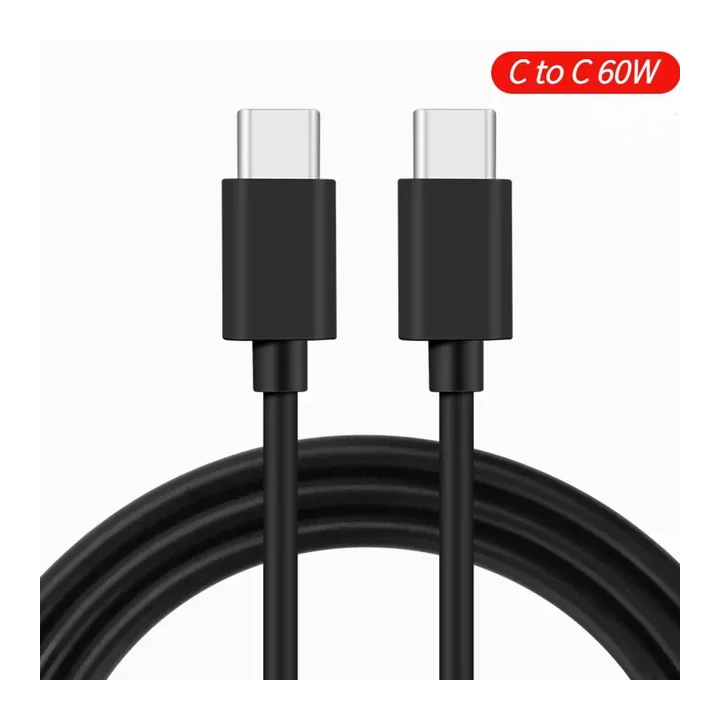 Кабель USB C - USB Type C PD 60W для быстрой зарядки и передачи данных для iPhone 15, 15 Pro, Huawei, Samsung, Xiaomi, черный, 