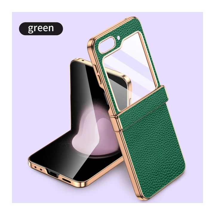 Чехол для телефона из воловьей кожи для Samsung Galaxy Z Flip7 Flip6 Flip 7 6 5 ZFlip5, защитный чехол на петлях с закаленным с