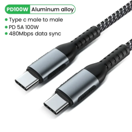 Кабель Type-C — USB C, 100 Вт/5 А, кабель для быстрой зарядки PD, подходит для Samsung S21 S20 S24, Xiaomi, Huawei 0,5 м, 1 м, 