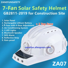 Строительная каска ZANEFUNSAFETY с вентиляторами и распылением воздуха