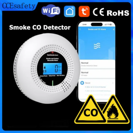 CCEsafety Wifi Tuya Детектор дыма и угарного газа 10-летний датчик