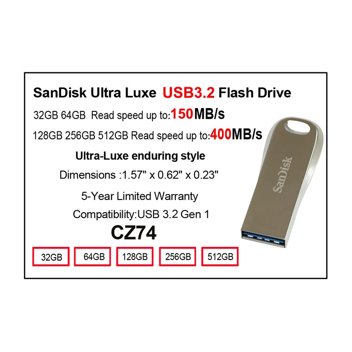 100% оригинальный флэш-накопитель SanDisk USB 3.0/USB3.2, 32 ГБ, 64 ГБ, 128 ГБ, 256 ГБ, черный U-диск, мини-накопитель
