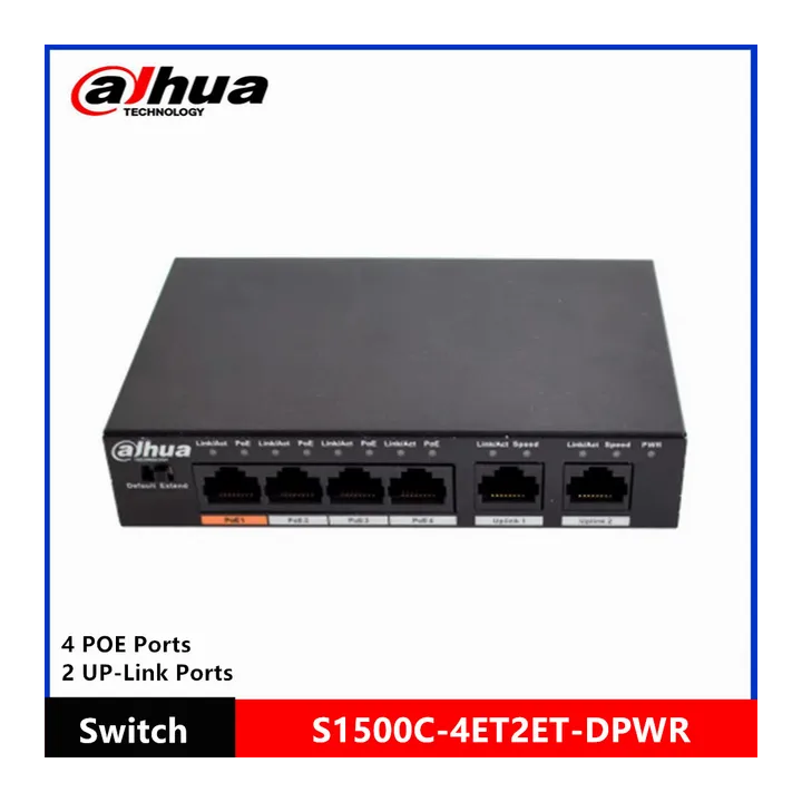 Dahua S1500C-4ET2ET-DPWR коммутатор PoE 4 порта