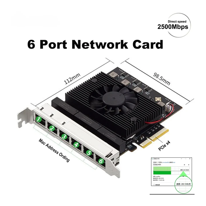 Сетевая карта lekuo 6 портов 2.5G PCIe X4