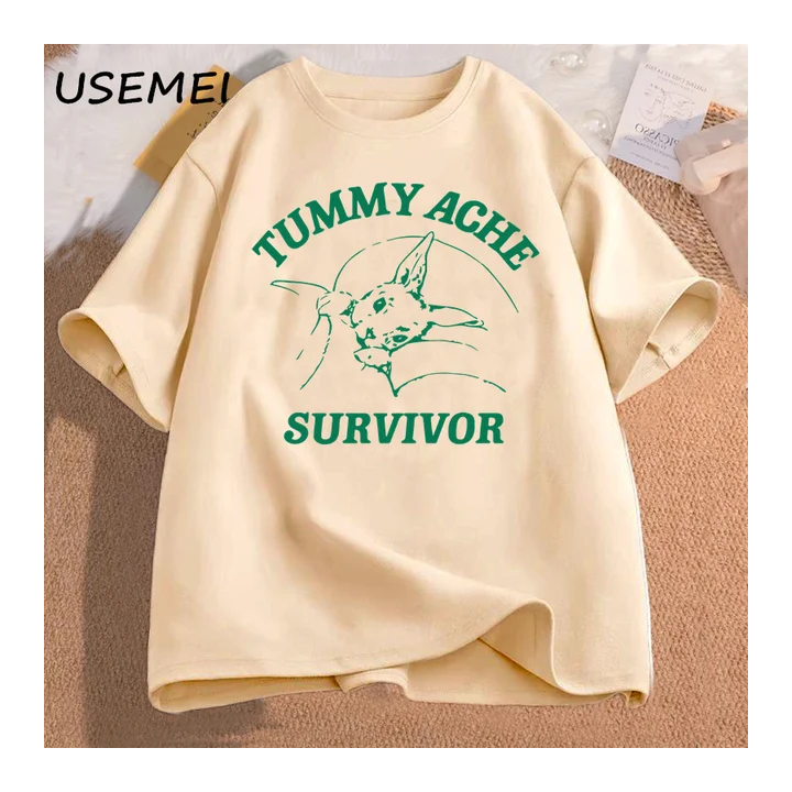 Футболка Tummy Ache Survivor для мужчин и женщин, забавная футболка с надписью Ache, хлопковые футболки, мужская одежда, эстети