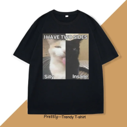 Футболка I Have Two Sides Silly and Insane Cat  Хлопок