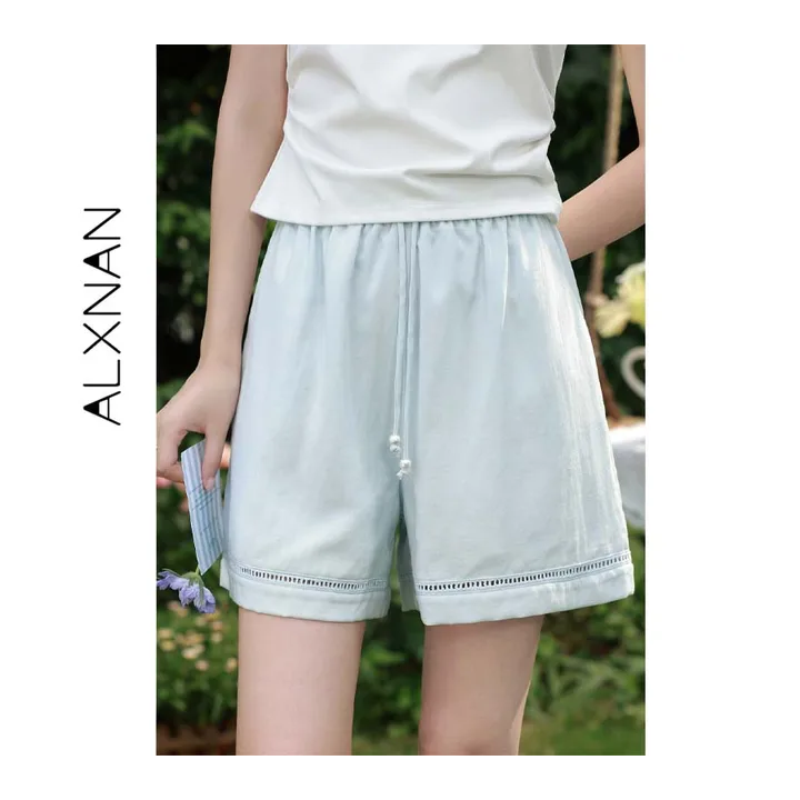 Женские шорты ALXNAN из лиоцелла синие