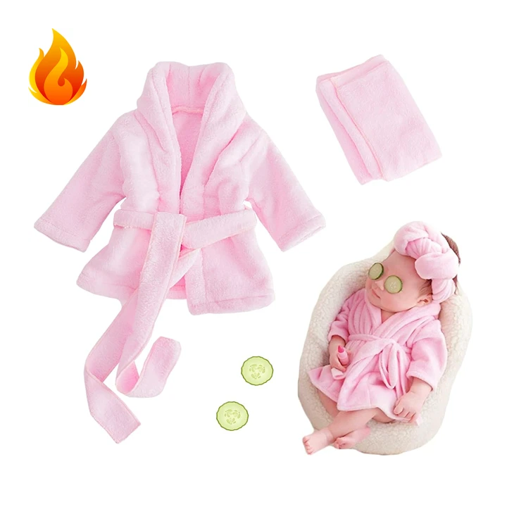 Флисовый спа-халат для фотосъемки новорожденных Coral Fleece Baby Robe