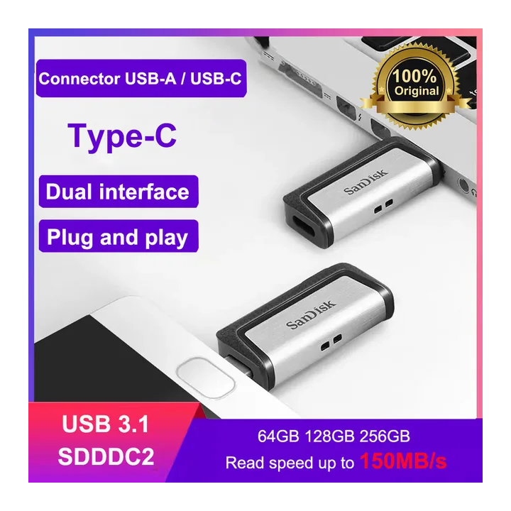 Sandisk Mini USB 3.1 Ultra Dual OTG флешка 64/128/256 ГБ