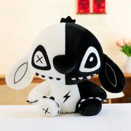 Kawaii плюшевая игрушка Stitch Dark Ghost, черно-белый эльф, мягкая кукла, мягкая подушка для детей, подарок на день рождения, 