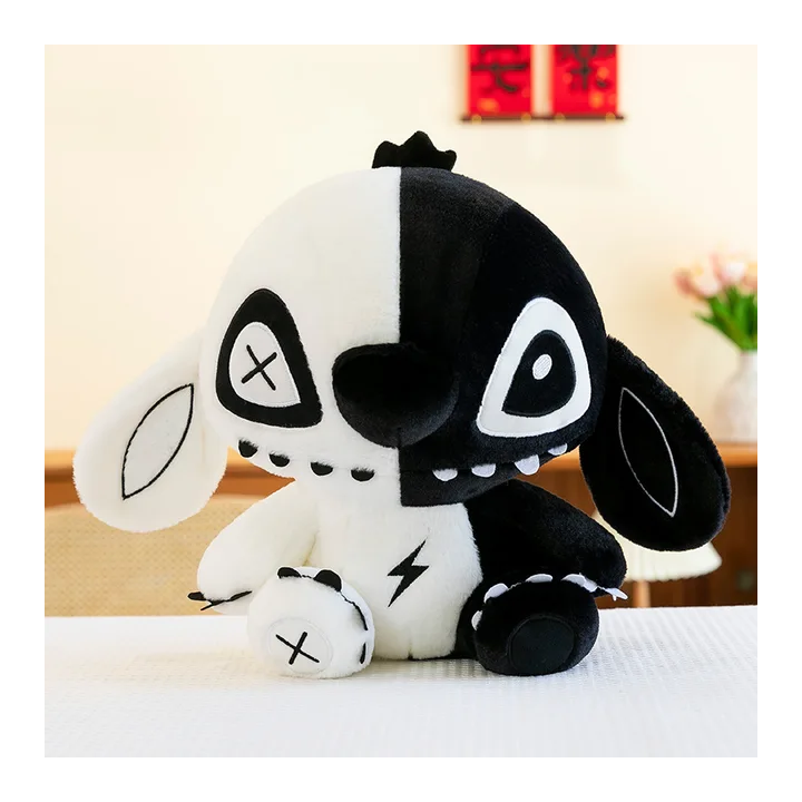 Kawaii плюшевая игрушка Stitch Dark Ghost, черно-белый эльф, мягкая кукла, мягкая подушка для детей, подарок на день рождения, 