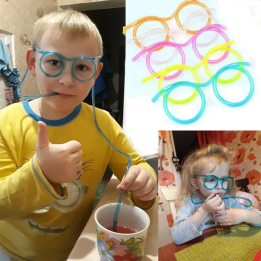 1PCS Novelty Gags Practical Jokes Fun Soft Plastic Straw Funny Glasses Drinking Toys Party Joke Kids Baby Birthday Party Toys