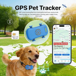 GPS-трекер для домашних животных 4G для собак и кошек со встроенной SIM-картой, отслеживанием в реальном времени, определением 
