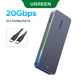 UGREEN CM777--25665 Корпус для SSD M.2 с подсветкой RGB