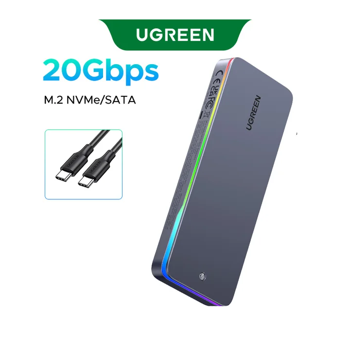 UGREEN CM777--25665 Корпус для SSD M.2 с подсветкой RGB
