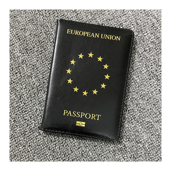 Обложка для паспорта европейского Union, черные чехлы из искусственной кожи для паспортов, дорожный кошелек-органайзер, держате