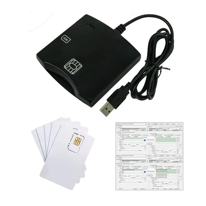 Устройство чтения SIM-карт + 5 шт. 2FF/3FF/4FF Программируемая SIM-карта Пустая LTE WCDMA GSM USIM 4G Карта + персонализированн