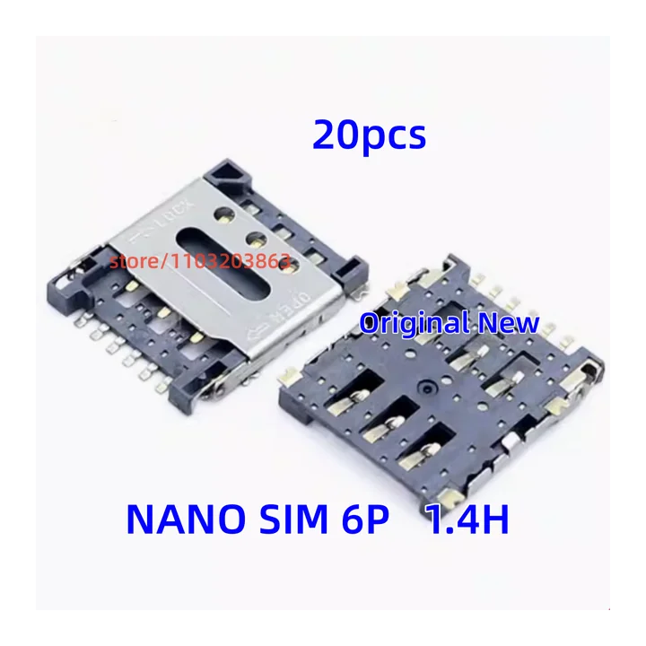 20 шт., держатель для карт Nano Sim, 6P, откидная крышка, 1,4 ч, держатель для карт, маленький держатель для карт мобильного те