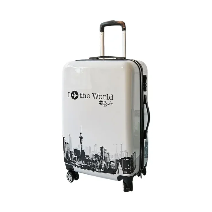 Багажная тележка с рисунком самолета 20/24 дюйма и 360° °   Silent Wheels, легкий прочный чемодан для путешествий в размерах в 