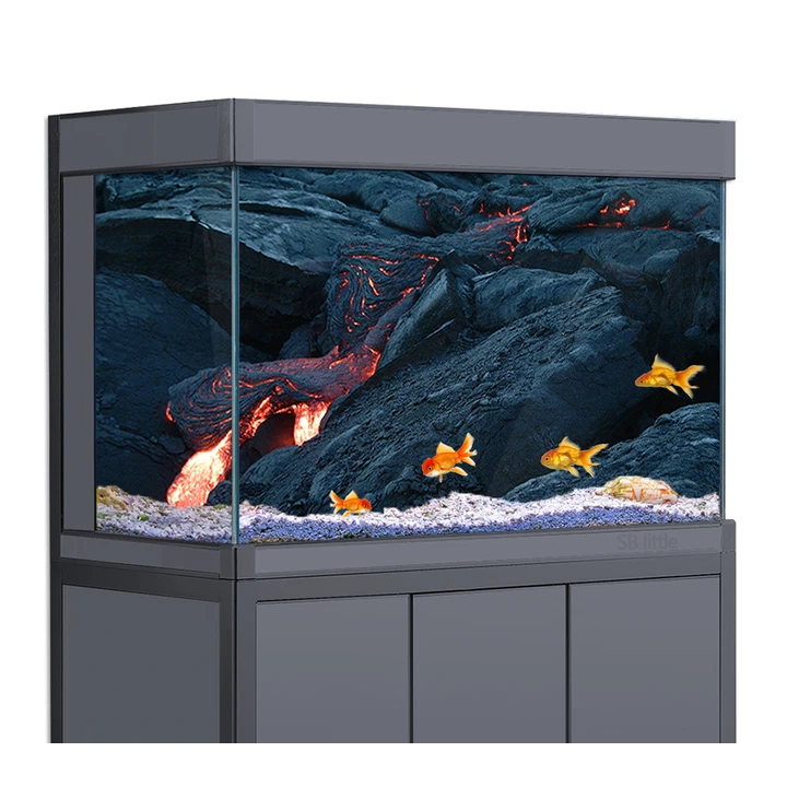 Фон для аквариума 3D вулкан черный
