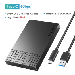 Корпус для жесткого диска ORICO SATA-USB3.0, 2,5-дюймовый корпус для внешнего жесткого диска типа C для корпуса SSD/HDD 7–9,5 м