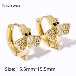 Швензы для сережек NAVELWORT, позолоченные, с пчелой, с цирконами