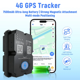 Автомобильный водонепроницаемый GPS-трекер с аккумулятором 7500 мАч, магнитом, IP67, отслеживанием в реальном времени, требуетс