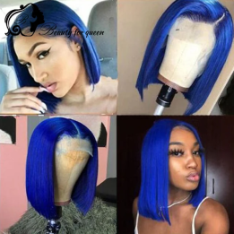 Розовый короткий боб парик из натуральных волос Brazilian Lace Front Wig