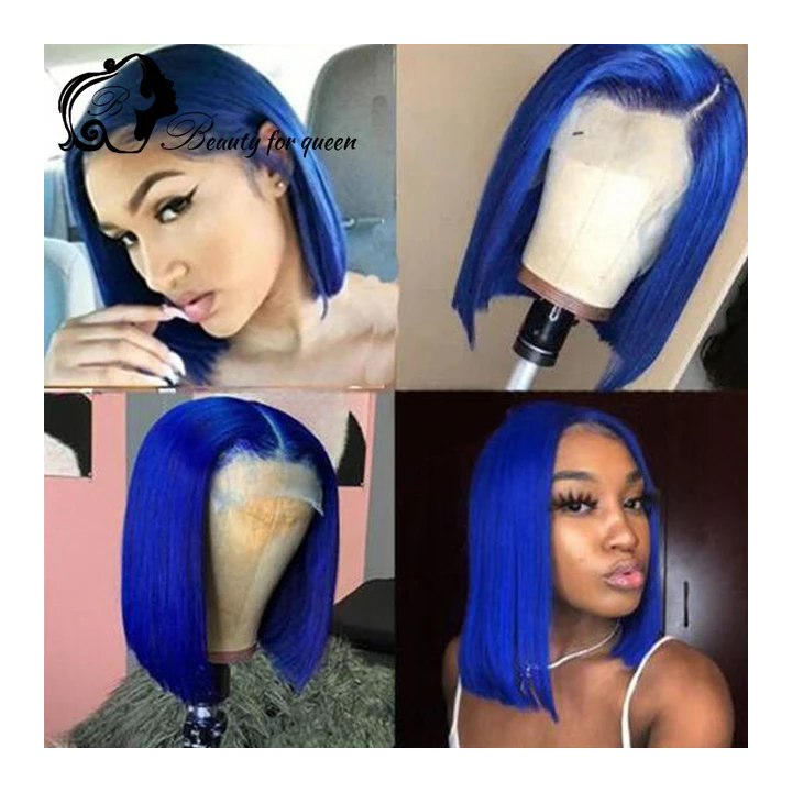 Розовый короткий боб парик из натуральных волос Brazilian Lace Front Wig