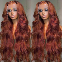 MISSJAY 360 Кружевной Парик из Бразильских Волос Body Wave Красновато-Коричневый Глубокие Кудри